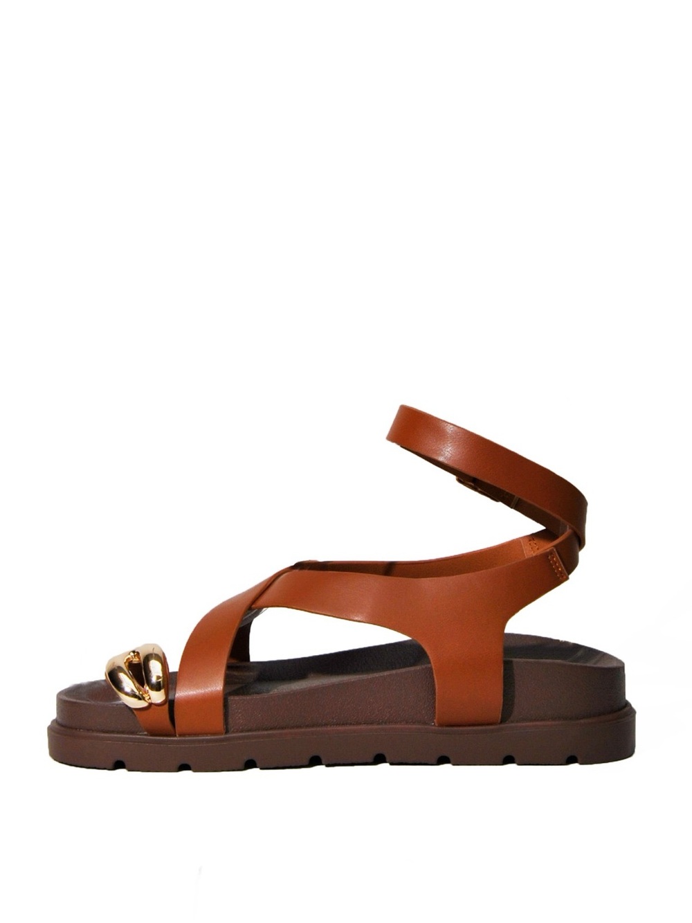 Elegant Floral Cross-Strap Ankle Sandals – Comfortable Toe Ring Flat Sandals - Picture 2 of 2